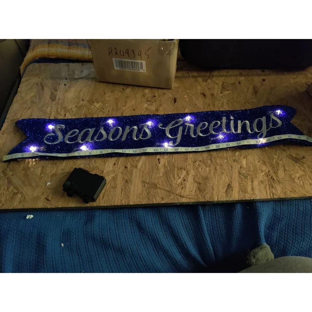 LED Seasons Greetings Ribbon